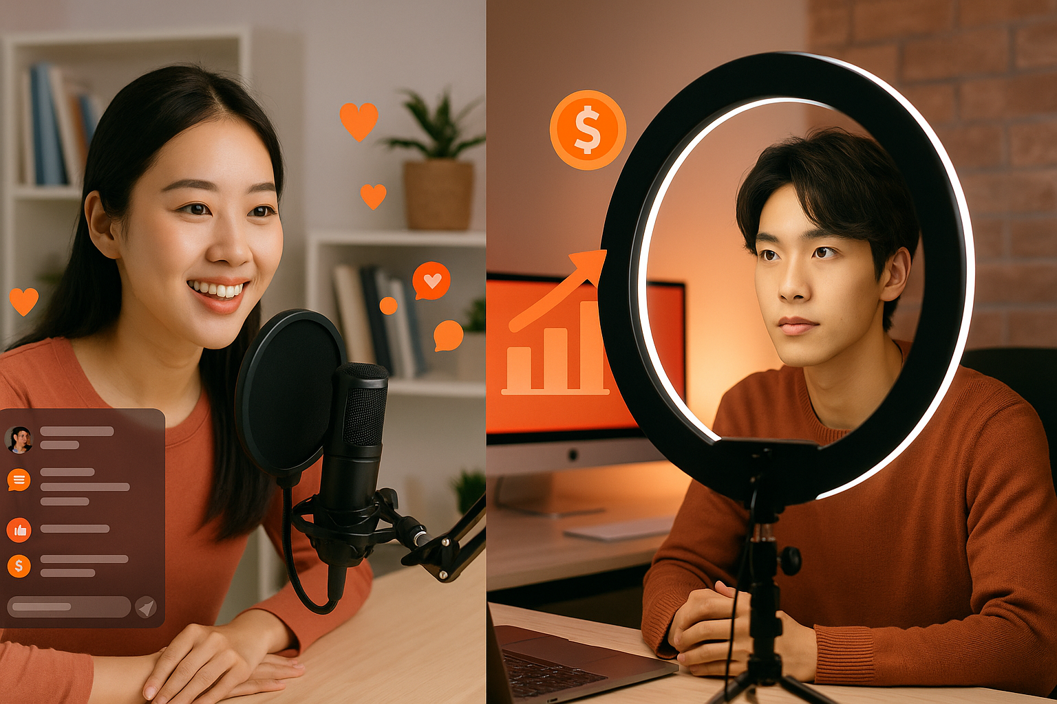 若手クリエイターがそれぞれ異なる環境で成長に向けて配信している様子